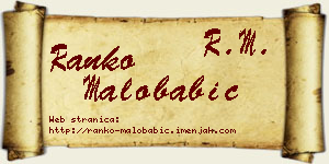 Ranko Malobabić vizit kartica